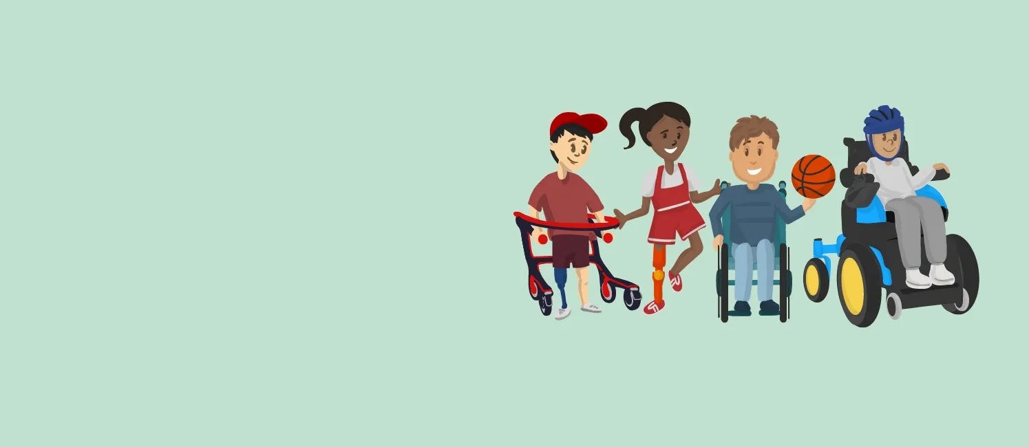 Bild: Kinder teilweise mit Hilfsmitteln