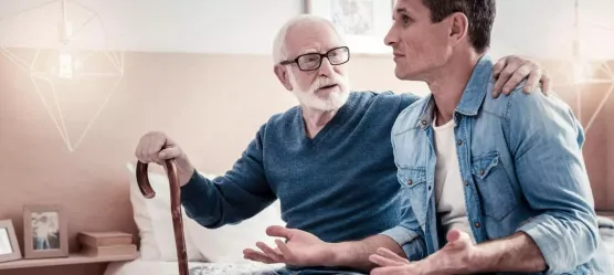 Bild Sohn spricht mit Vater