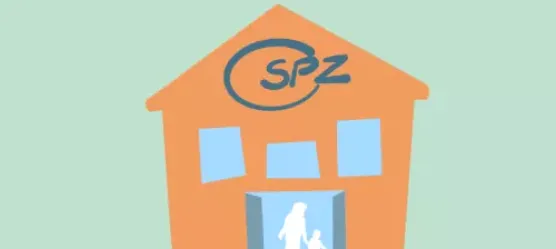 Grafik: Ein sozialpadiatrisches Zentrum in Hausform